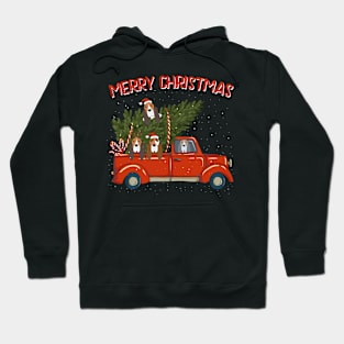 Bassethound Xmas Vintage Red Pickup Retro Truck Hoodie